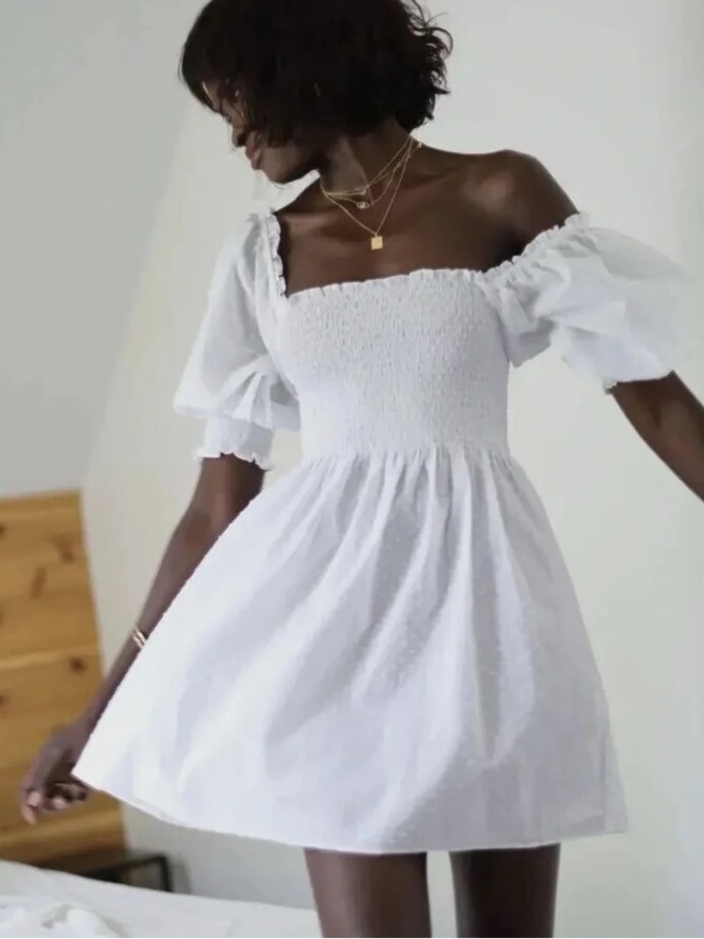 Hill House Athena Nap Dress in White Swiss Dot S